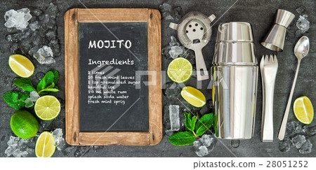 Drink making tools ingredients Chalkboard recipe Drink making tools ingredients Chalkboard recipe 28051252