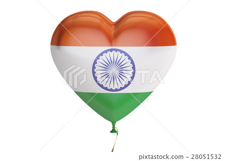 balloon with India flag in the shape of heart 28051532