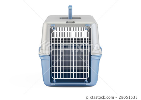 blue pet travel plastic cage, 3D rendering 28051533
