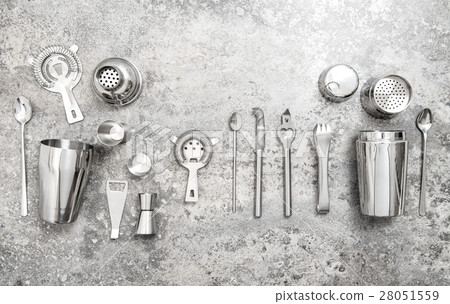 Bar accessories making cocktail. Shaker, jigger 28051559