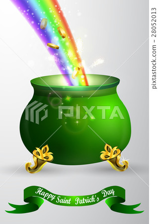 St Patricks day green pot with rainbow 28052013