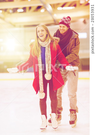 happy couple on skating rink 28053931