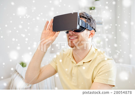 young man in virtual reality headset or 3d glasses young man in virtual reality headset or 3d glasses 28054878