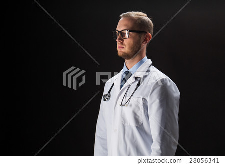 doctor in white coat with stethoscope doctor in white coat with stethoscope 28056341