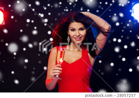 beautiful woman with champagne glass at nightclub beautiful woman with champagne glass at nightclub 28057257