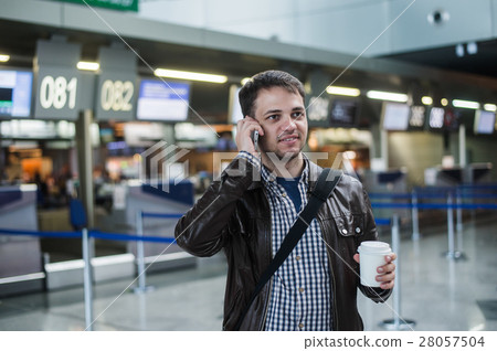 Portrait of young handsome man walking in modern Portrait of young handsome man walking in modern 28057504