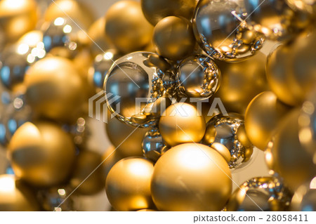 golden christmas decoration or garland of beads golden christmas decoration or garland of beads 28058411