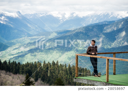Observation deck on lookout, viewpoint in Alps Observation deck on lookout, viewpoint in Alps 28058697