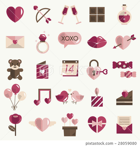 February Happy Valentine Icon Set Vector February Happy Valentine Icon Set Vector 28059080
