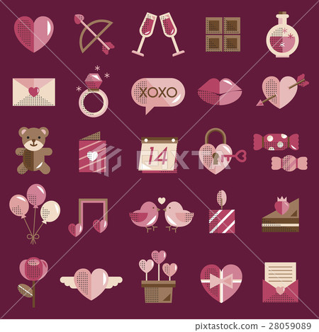 February Happy Valentine Icon Set Vector February Happy Valentine Icon Set Vector 28059089