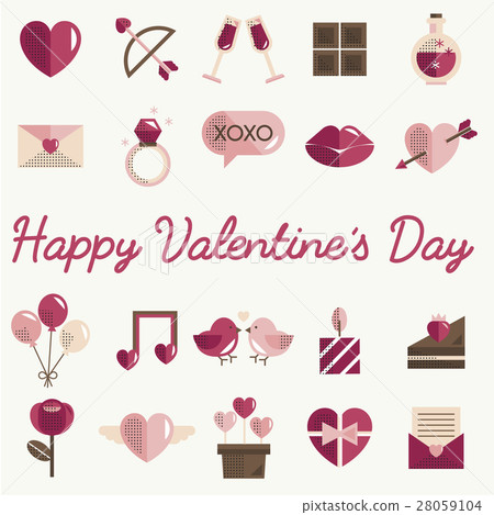 February Happy Valentine Icon Set Vector February Happy Valentine Icon Set Vector 28059104