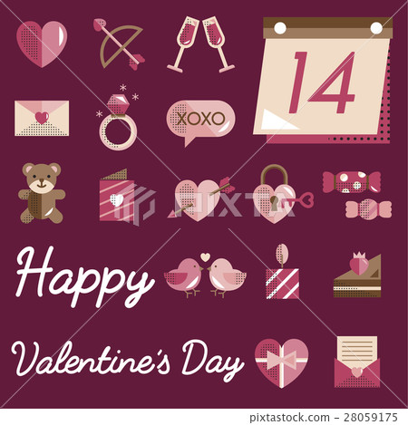 February Happy Valentine Icon Set Vector February Happy Valentine Icon Set Vector 28059175