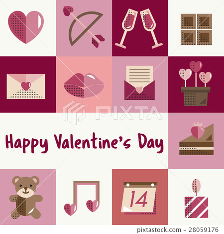 February Happy Valentine Icon Set Vector February Happy Valentine Icon Set Vector 28059176