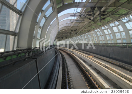 Monorail passing though the tunnel 28059468