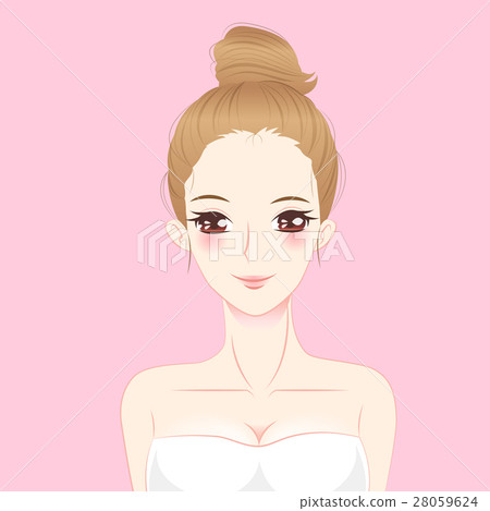 beauty cartoon skin care woman - Stock Illustration [28059624] - PIXTA