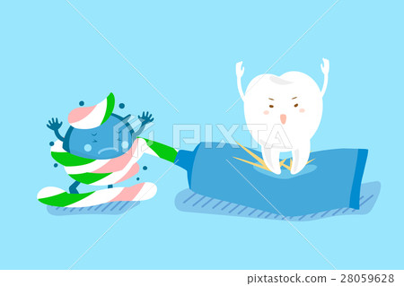 cute cartoon tooth use paste 28059628
