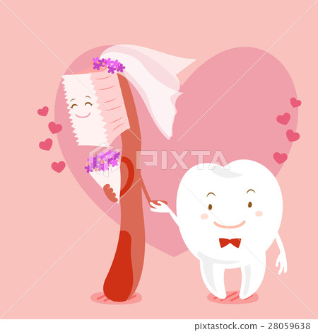 cartoon tooth marry with brush cartoon tooth marry with brush 28059638