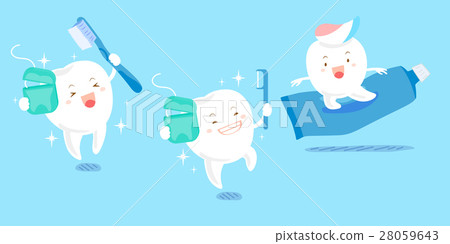 cute cartoon tooth play happily 28059643