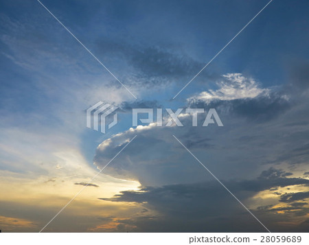 sunset with cumulonimbus clouds abstract  28059689