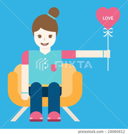 Vector illustration girl on seat with balloon. Vector illustration girl on seat with balloon. 28060812