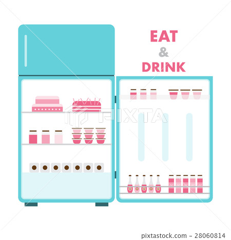 Refrigerator opened with food in Flat vector. Refrigerator opened with food in Flat vector. 28060814
