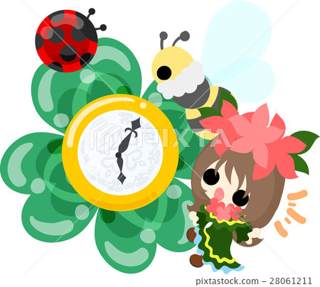 Clover jewelry and cute little girl illustration 28061211