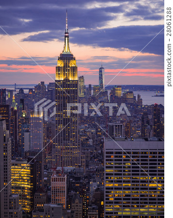 New York Empire State Building Top of the rock Sunset Sunset 28061288