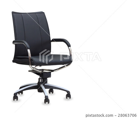 The office chair from black leather. Isolated 28063706