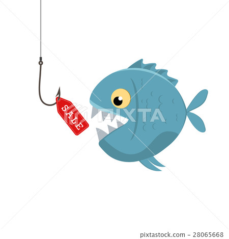 Label sales on a fishing hook. Bait fish Label sales on a fishing hook. Bait fish 28065668