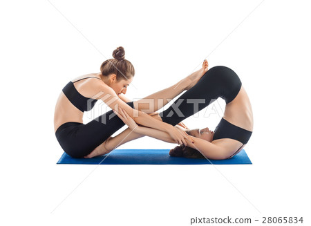 Partner Yoga isolated on white Partner Yoga isolated on white 28065834