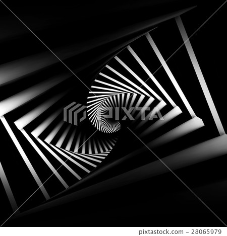 Abstract black twisted spiral corridor Abstract black twisted spiral corridor 28065979