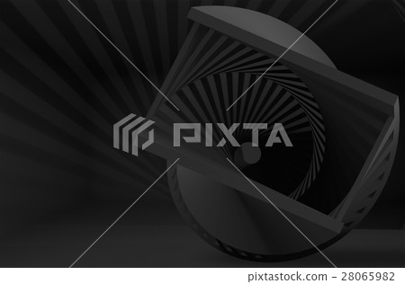 Abstract black helix object in dark Abstract black helix object in dark 28065982