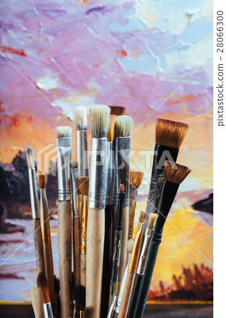 Close up of professional brushes and colorful Close up of professional brushes and colorful 28066300
