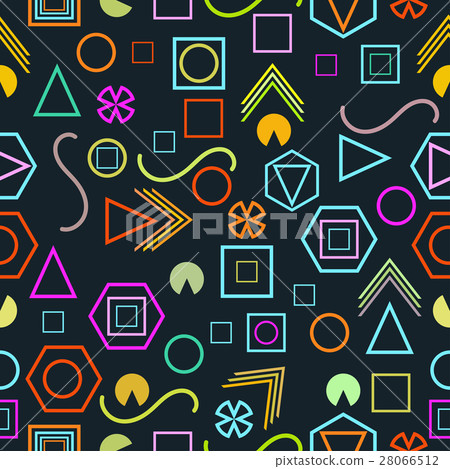 Seamless pattern in Memphis style. Vector 28066512