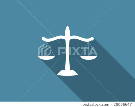 Scales of justice flat icon with long shadow. - Stock Illustration ...