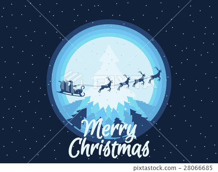 Santa Claus is flying in sleigh with reindeer 28066685