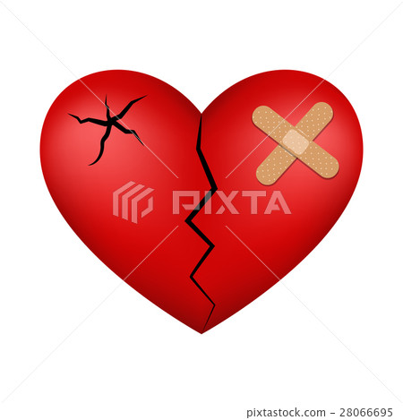 Mending broken heart, broken heart with plaster 28066695