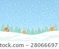Cute cottage house with snow background, Winter 28066697