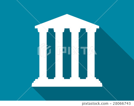 Bank flat icon with a long shadow. - Stock Illustration [28066743] - PIXTA
