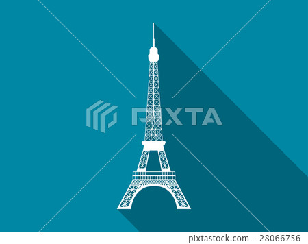 Eiffel Tower flat icon with long shadow. Vector Eiffel Tower flat icon with long shadow. Vector 28066756