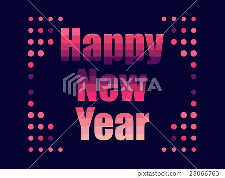 Happy new year in 80's retro style. Vector 28066763