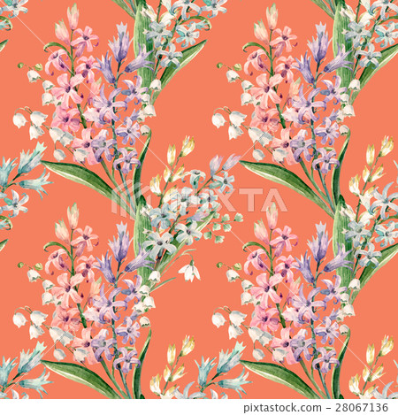 Watercolor vector hyacinth pattern Watercolor vector hyacinth pattern 28067136