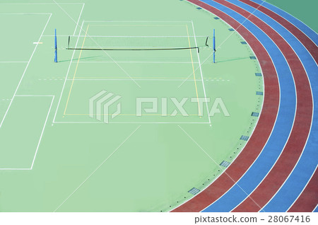 School sports field, track, badminton court 28067416