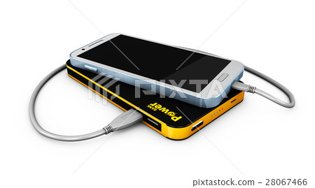 3d Illustration of Powerbank charging smartphone 3d Illustration of Powerbank charging smartphone 28067466