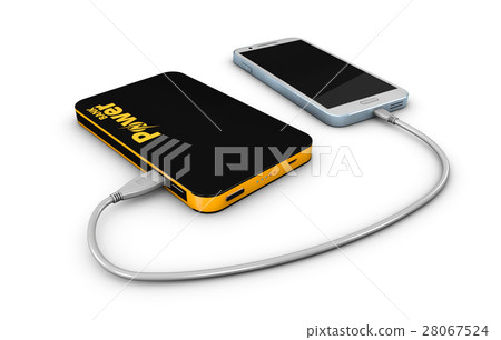 3d Illustration of Powerbank charging smartphone 3d Illustration of Powerbank charging smartphone 28067524