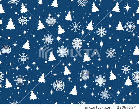 Seamless pattern Christmas trees and snowflakes - Stock Illustration ...