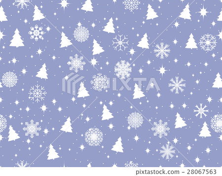 Seamless pattern Christmas trees and snowflakes 28067563