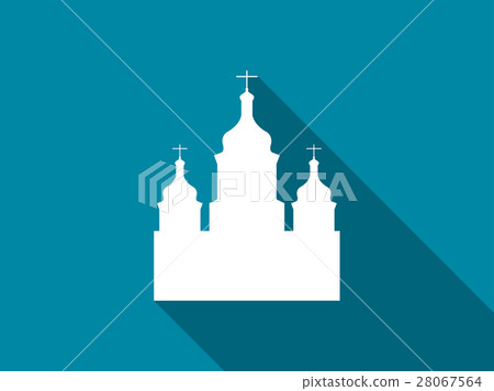 Church flat icon with long shadow. Vector 28067564