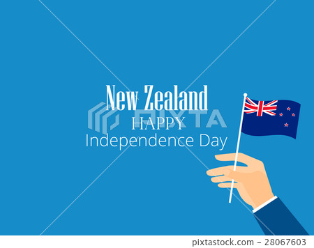 Hand holds a New Zealand flag, independence day 28067603