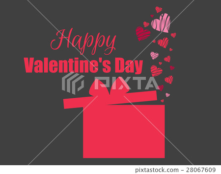 Happy Valentines Day. Hearts and gift box red 28067609